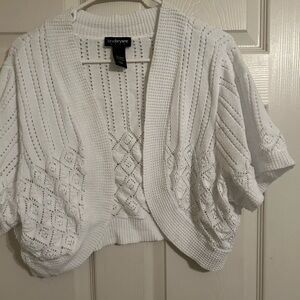Lane Bryant White Textured Knit Shrug Size 26/28